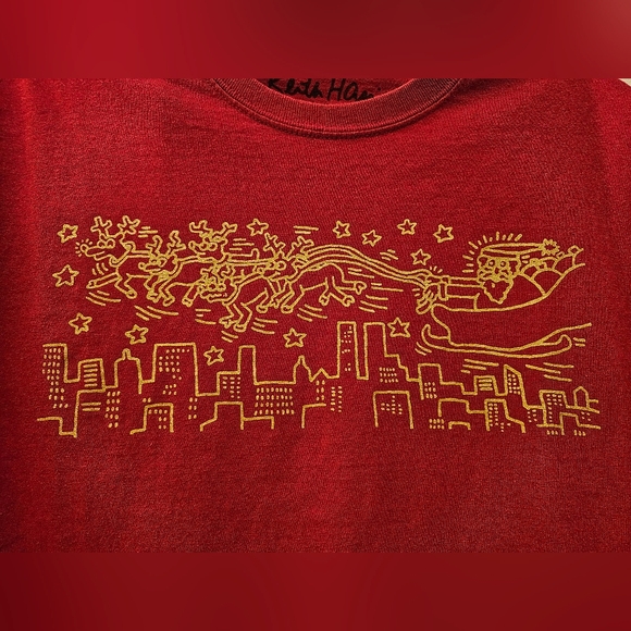 Keith Harring Red & Gold Graphic T-shirt | Size Medium - Picture 4 of 6